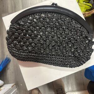 Chic Black Textured Clutch